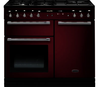 RANGEMASTER  Hi-LITE 100 Dual Fuel Range Cooker - Cranberry & Chrome